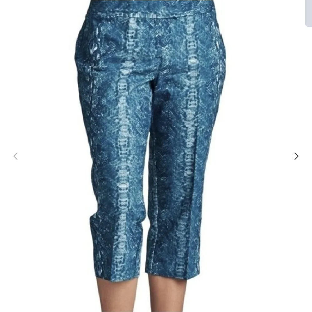 NWT Zac & Rachel Teal Snakeskin Printed Capris
